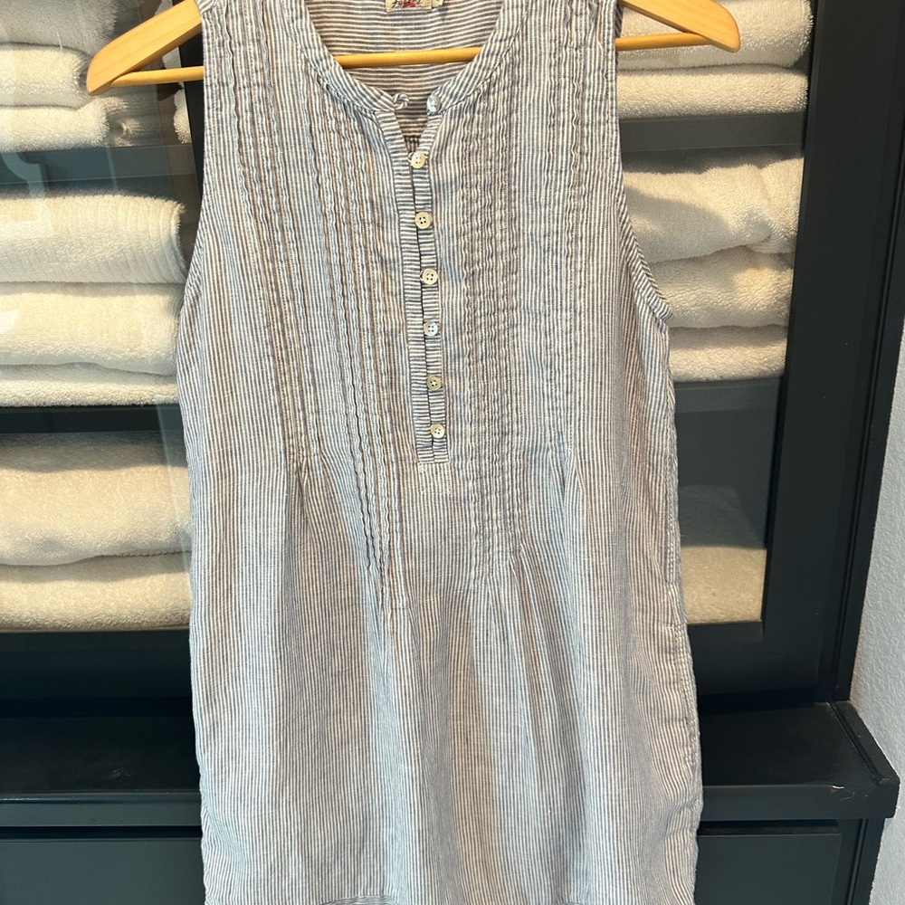 Faherty Isha Blue Striped Sleeveless Dress size Small